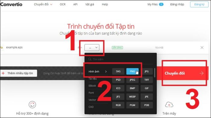 Hướng dẫn chuyển đổi file EPS sang PNG, EMF, SVG trực tuyến - Bước 3